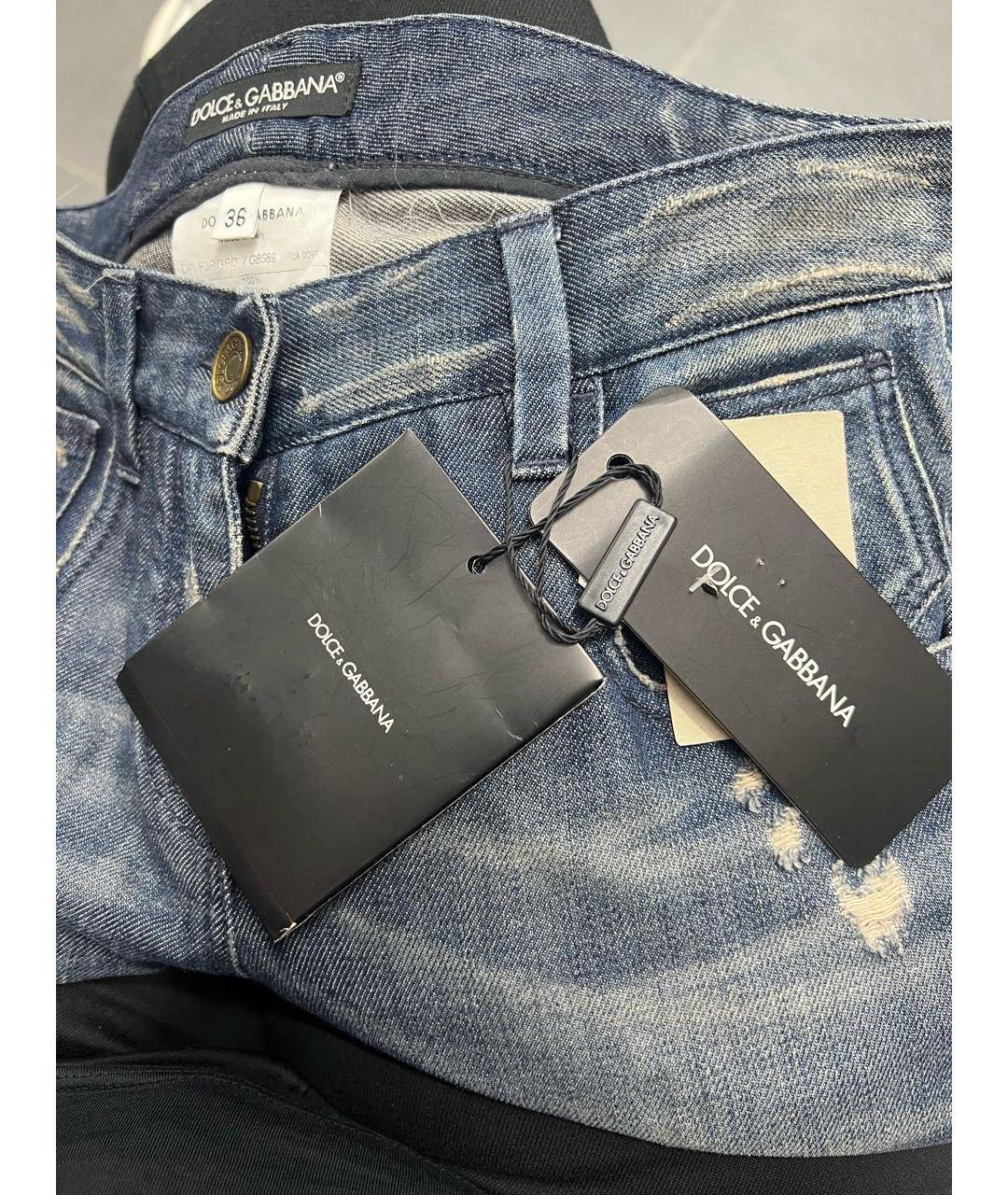 DOLCE&GABBANA Синие хлопковые прямые джинсы, фото 6