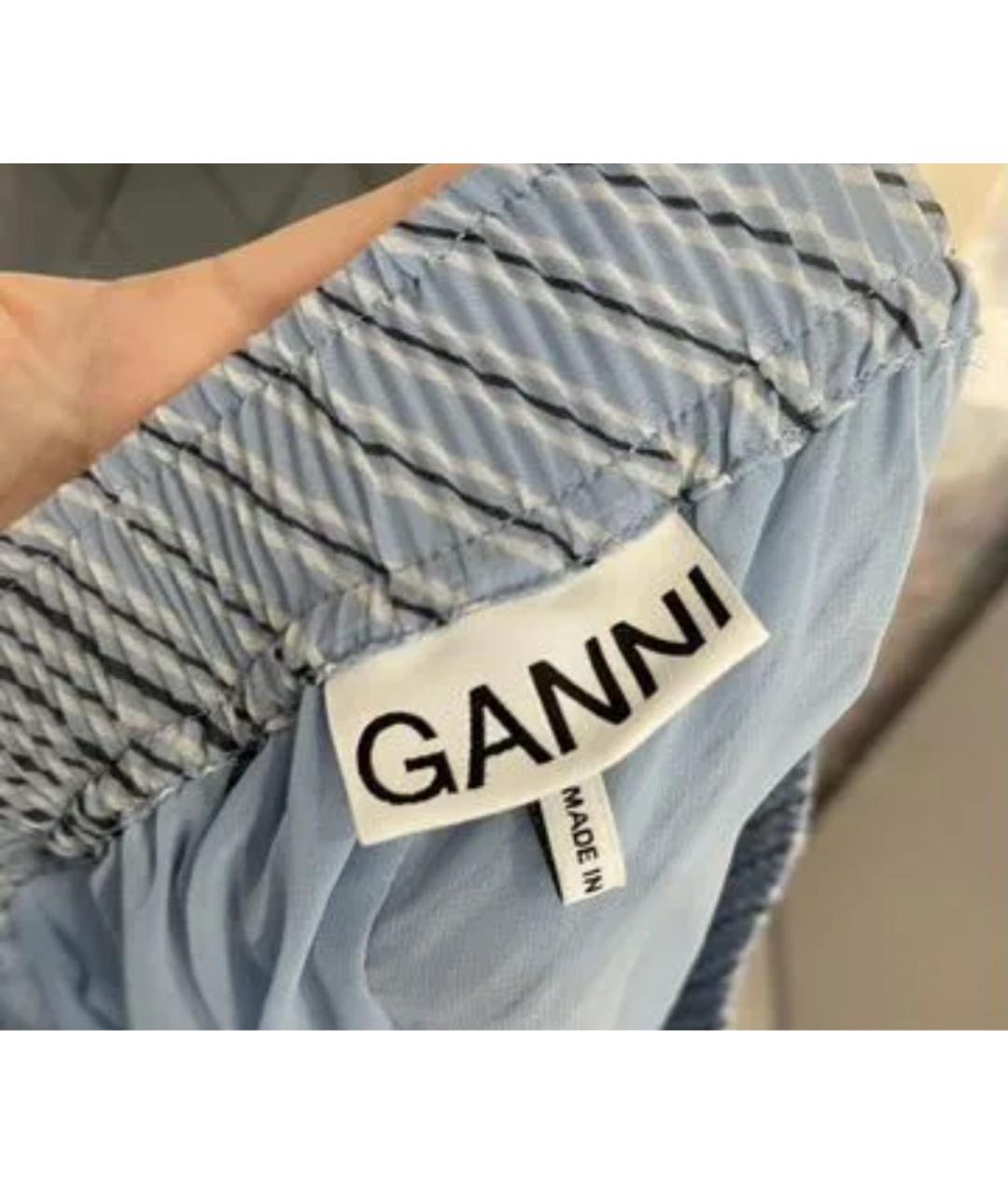 GANNI Голубая полиэстеровая юбка миди, фото 6