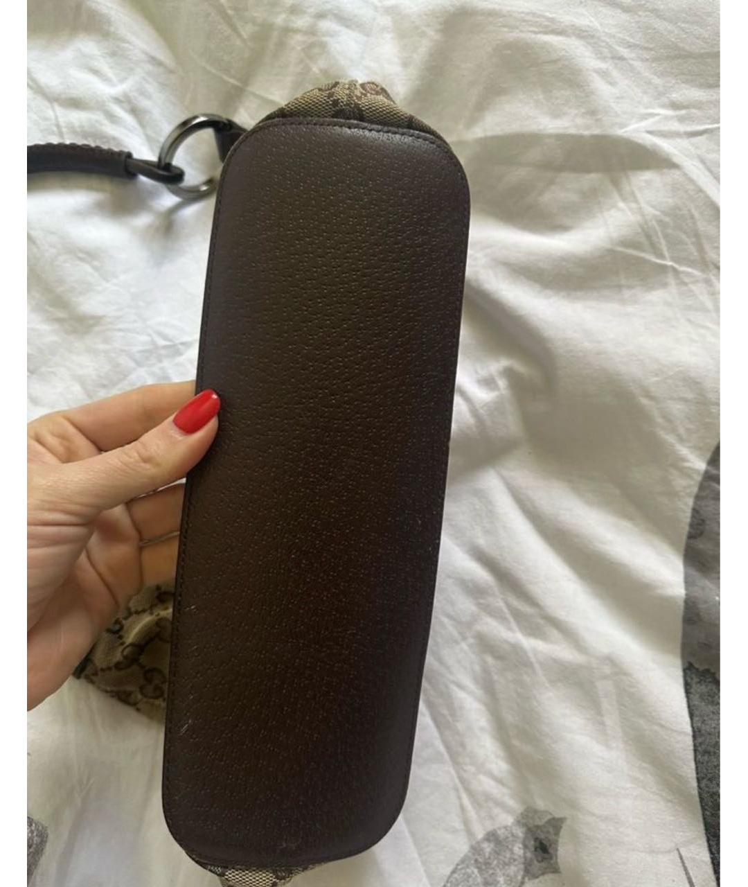 GUCCI Коричневая тканевая сумка с короткими ручками, фото 6