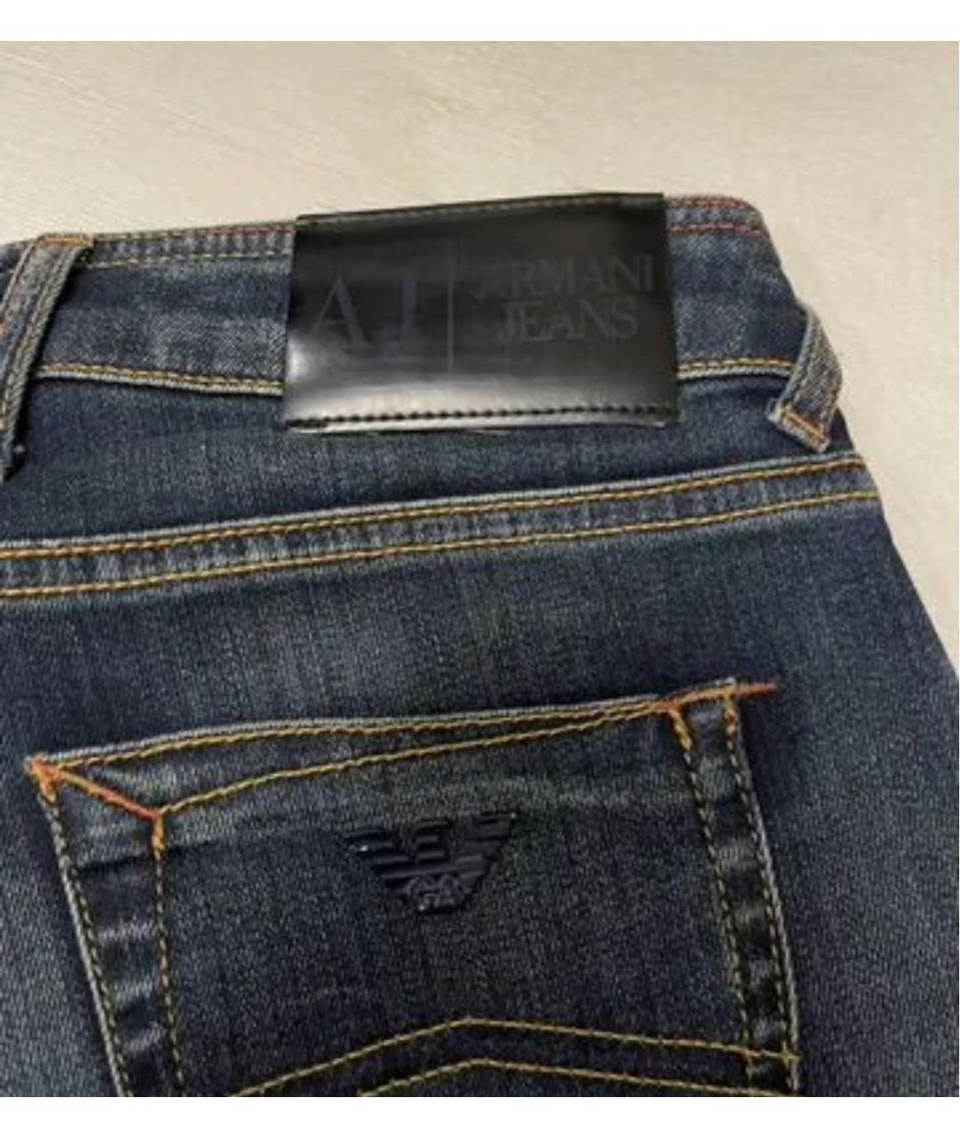 ARMANI JEANS Темно-синие хлопковые джинсы слим, фото 6
