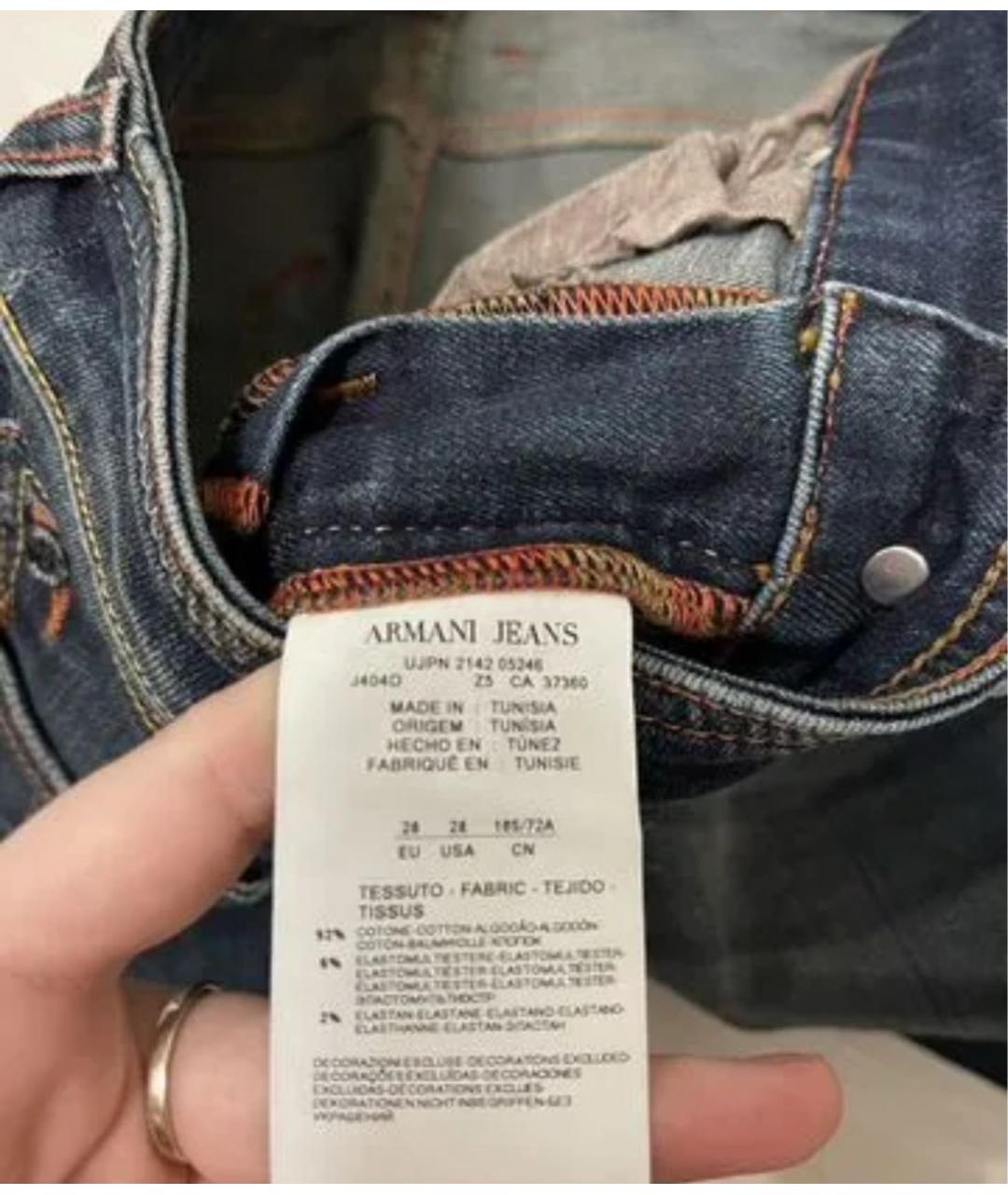 ARMANI JEANS Темно-синие хлопковые джинсы слим, фото 7