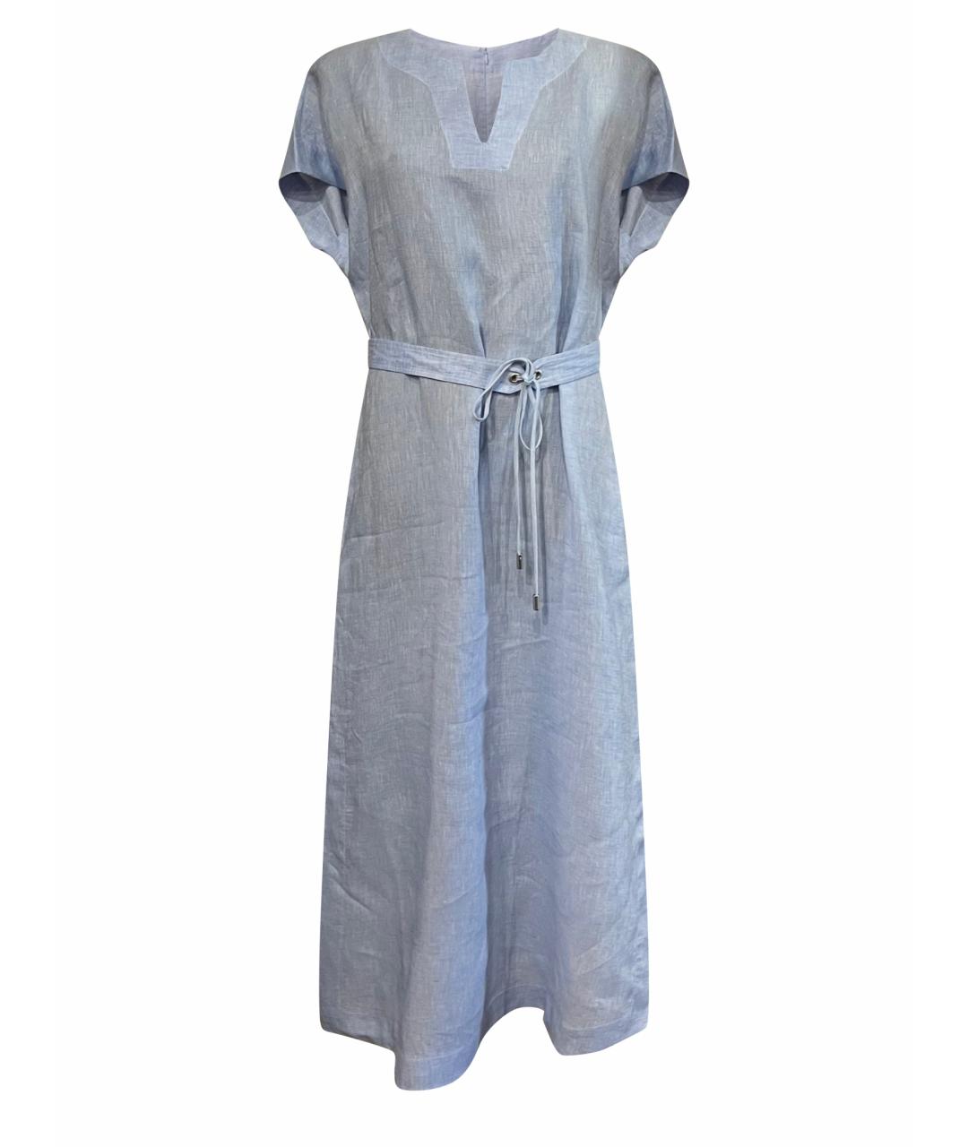 PESERICO Голубое льняное повседневное платье, фото 1