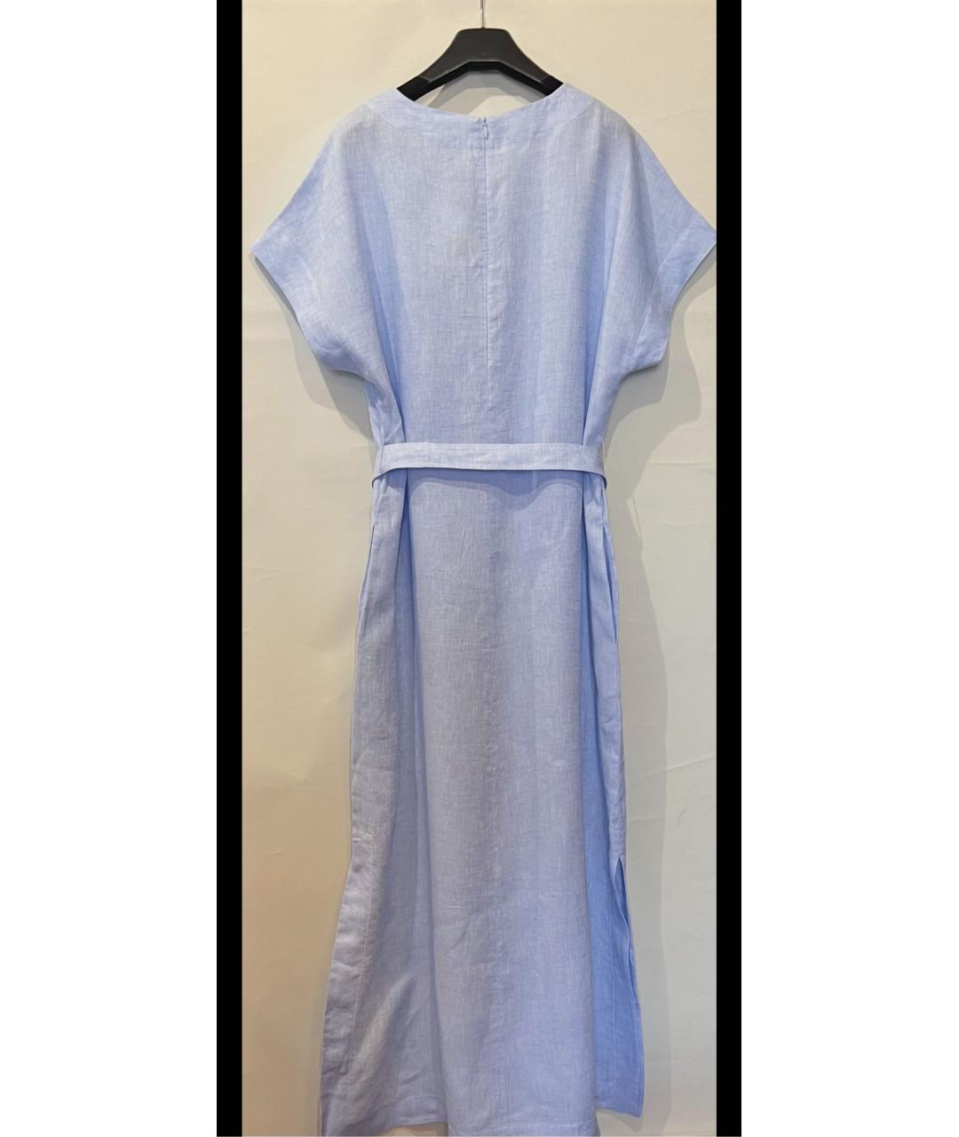 PESERICO Голубое льняное повседневное платье, фото 3