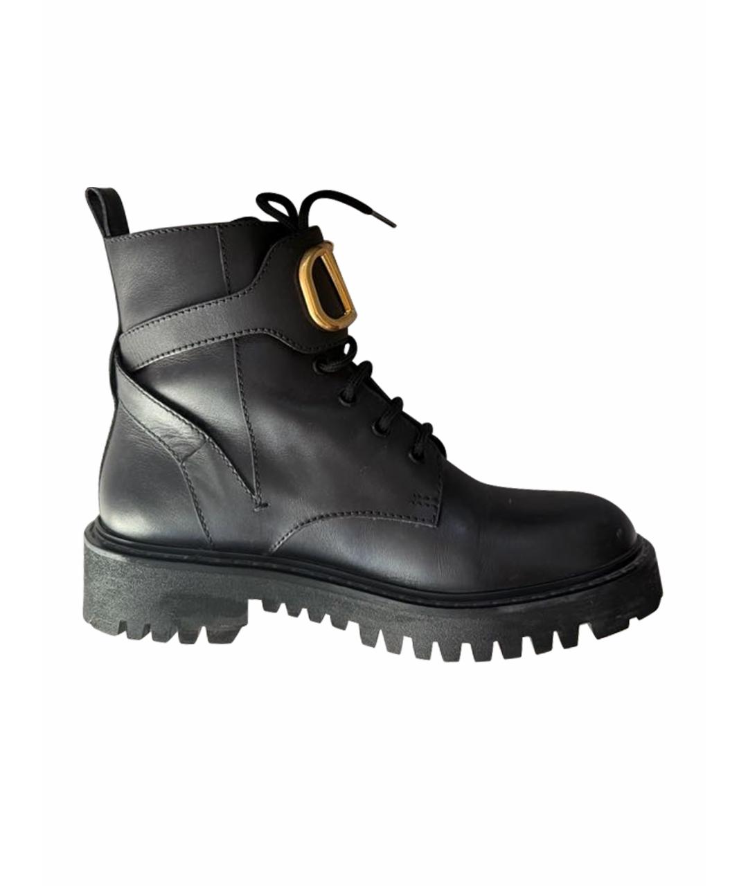 VALENTINO Черные кожаные ботинки, фото 1