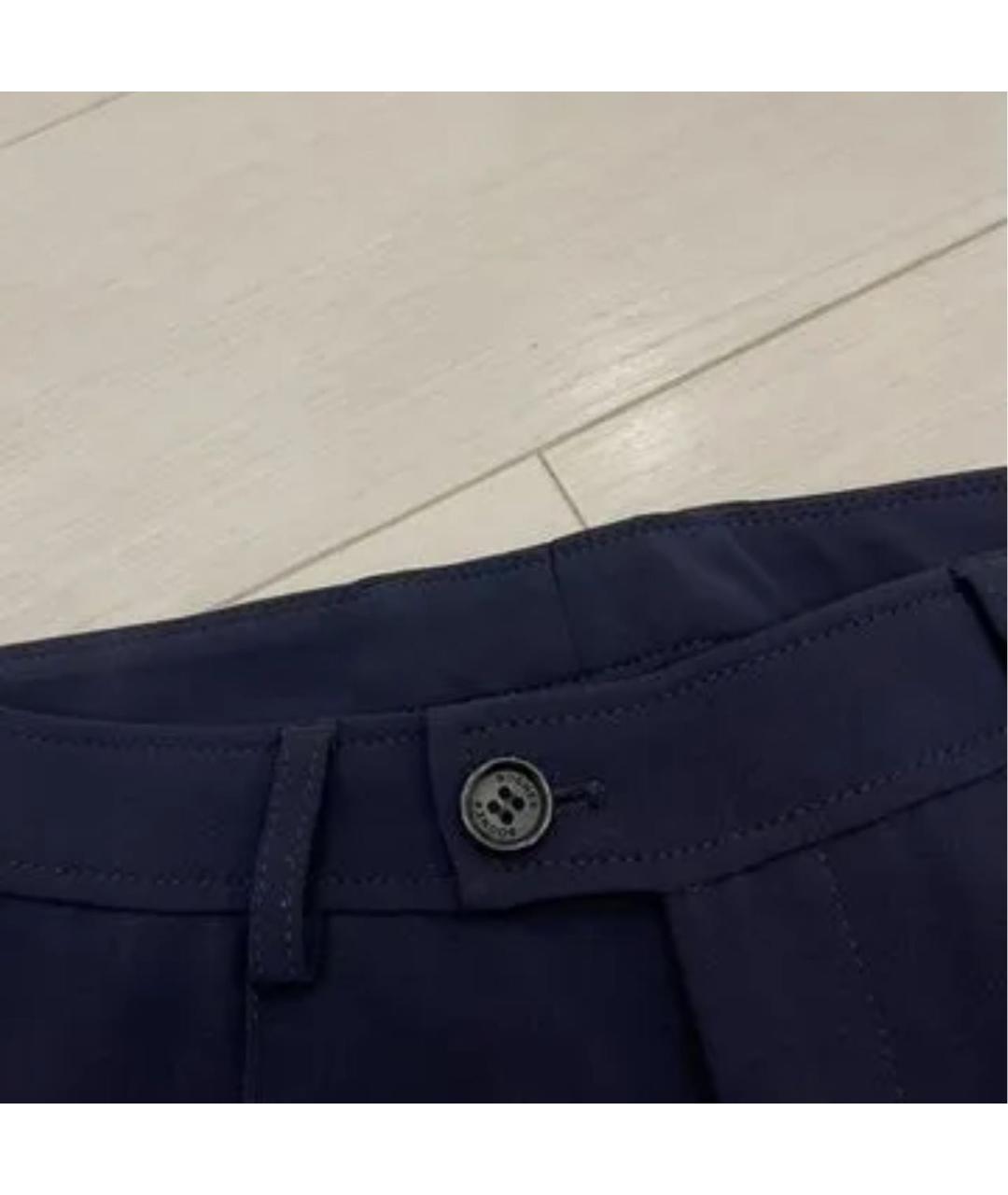 BOGNER Темно-синие хлопко-эластановые прямые брюки, фото 4