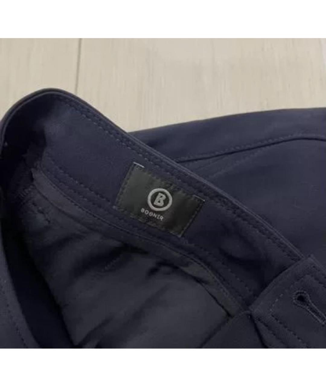 BOGNER Темно-синие хлопко-эластановые прямые брюки, фото 5