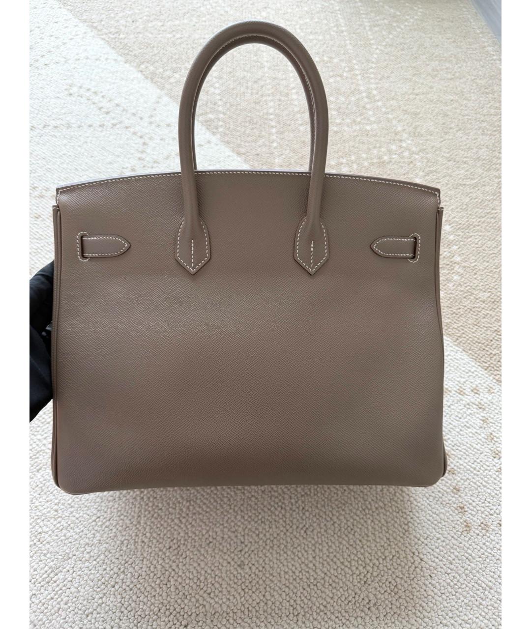 HERMES Серая кожаная сумка с короткими ручками, фото 2
