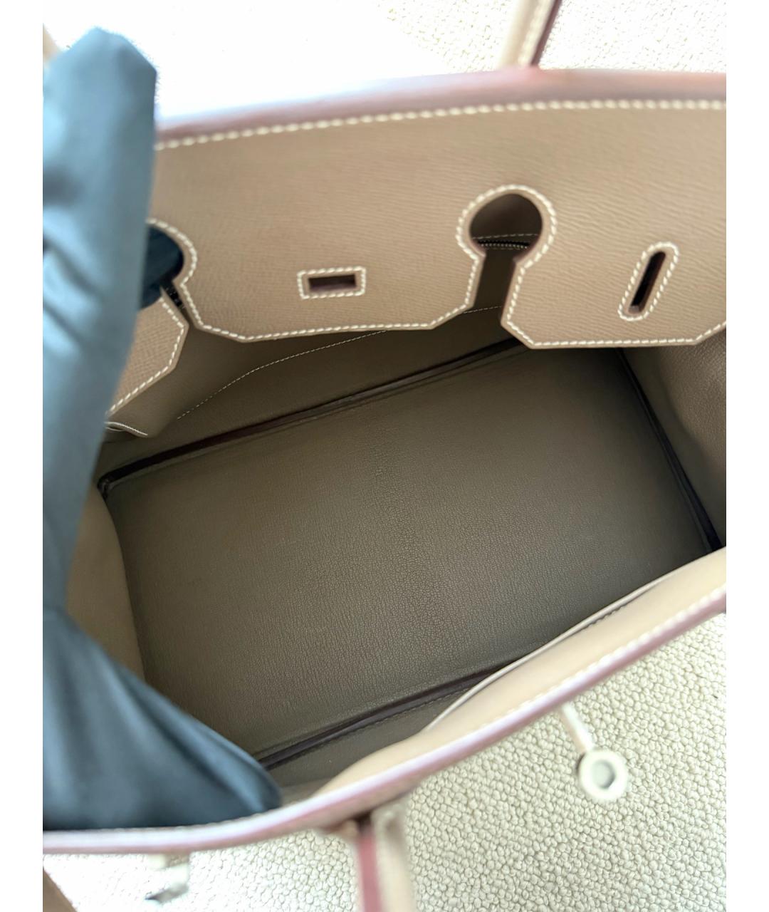 HERMES Серая кожаная сумка с короткими ручками, фото 7