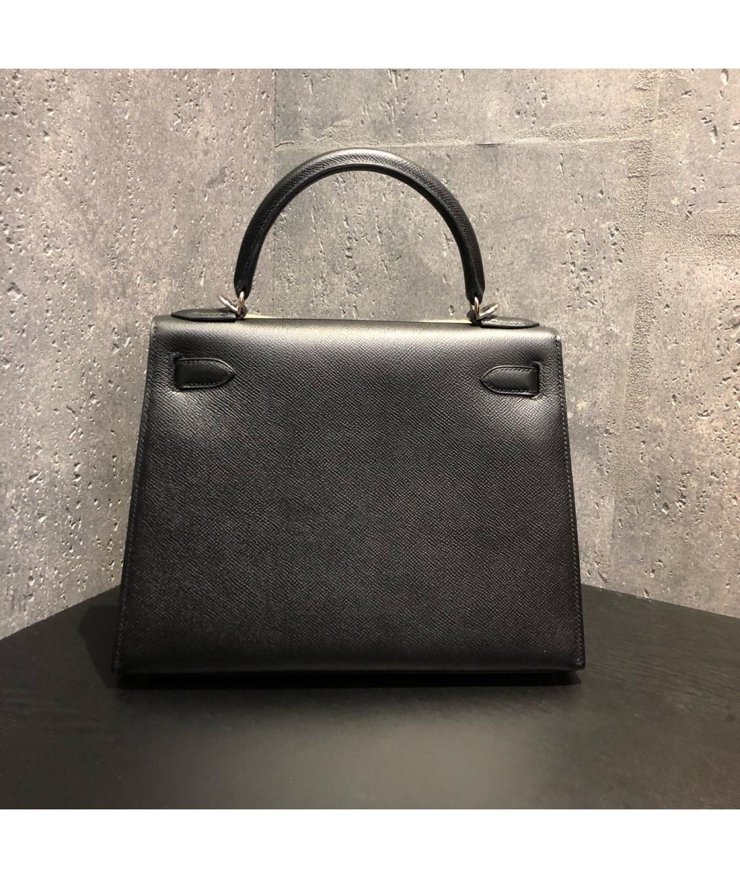 HERMES Черная кожаная сумка с короткими ручками, фото 3