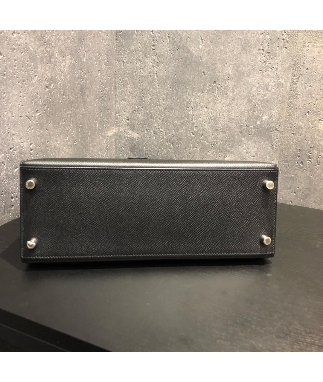 HERMES Черная кожаная сумка с короткими ручками, фото 5