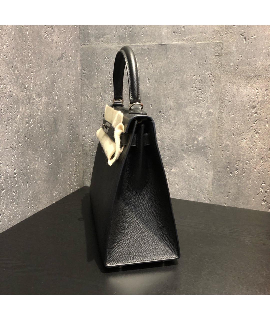 HERMES Черная кожаная сумка с короткими ручками, фото 2