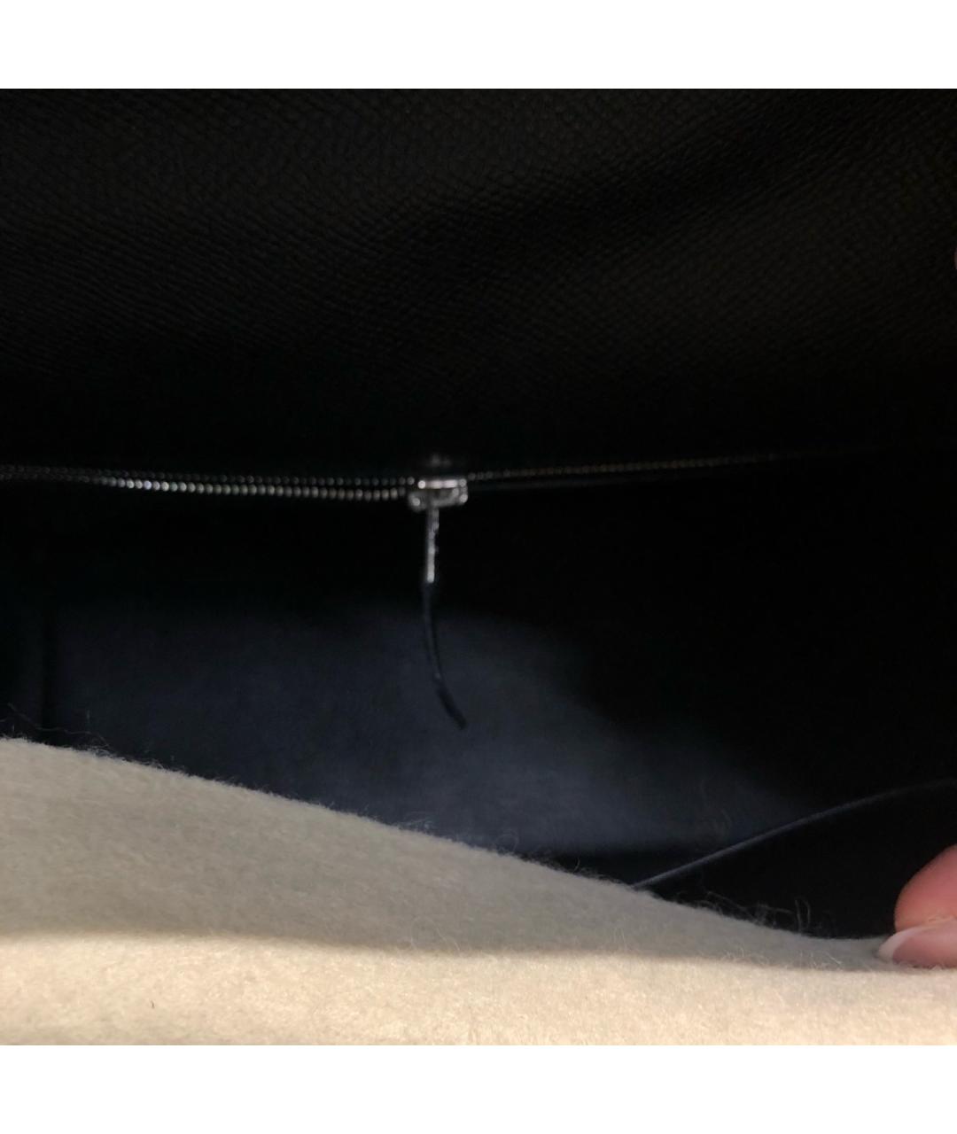 HERMES Черная кожаная сумка с короткими ручками, фото 6