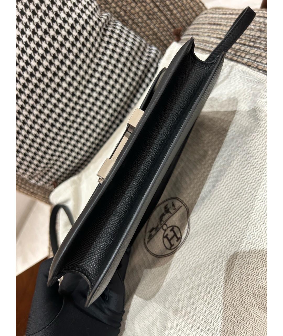 HERMES Черная кожаная сумка через плечо, фото 3