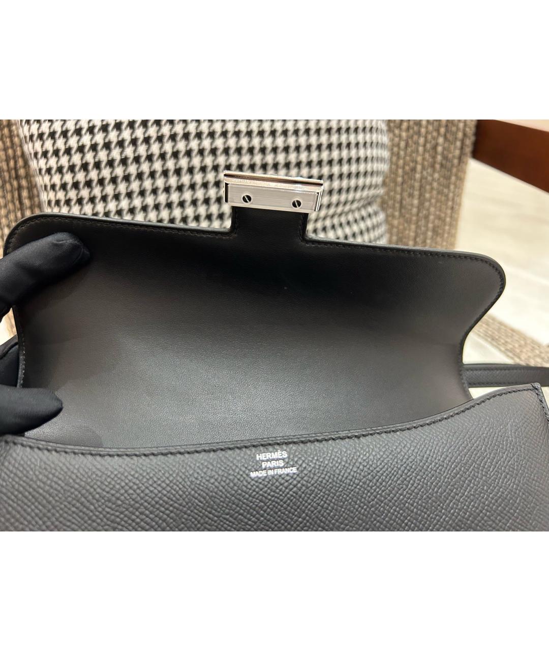 HERMES Черная кожаная сумка через плечо, фото 8