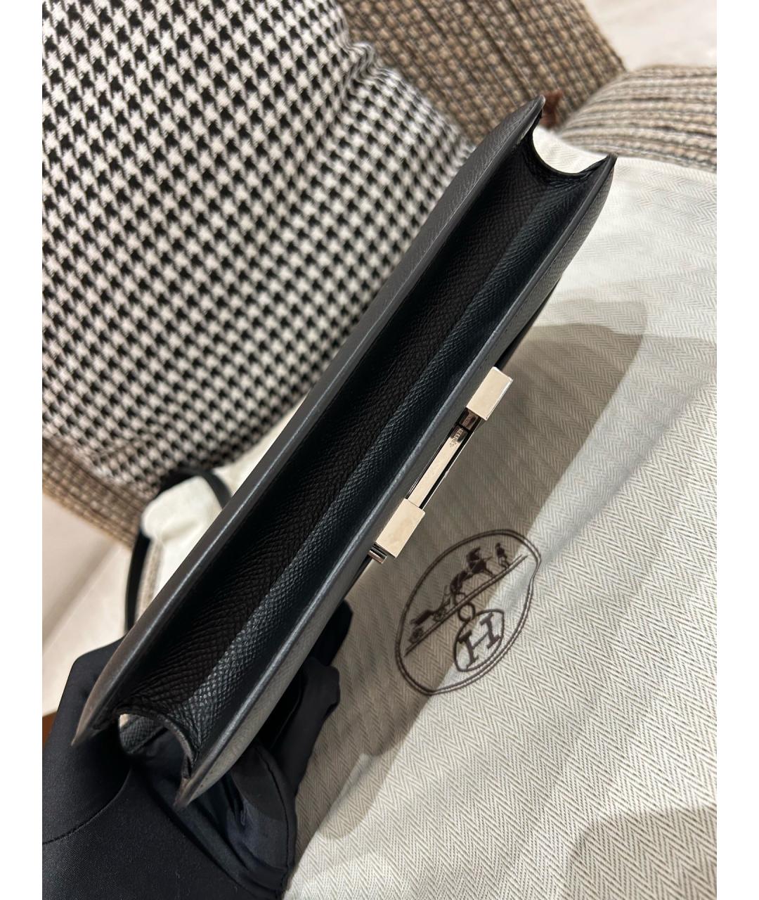 HERMES Черная кожаная сумка через плечо, фото 7