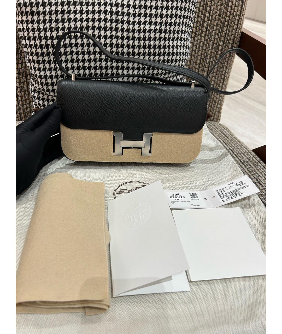 HERMES Черная кожаная сумка через плечо, фото 2