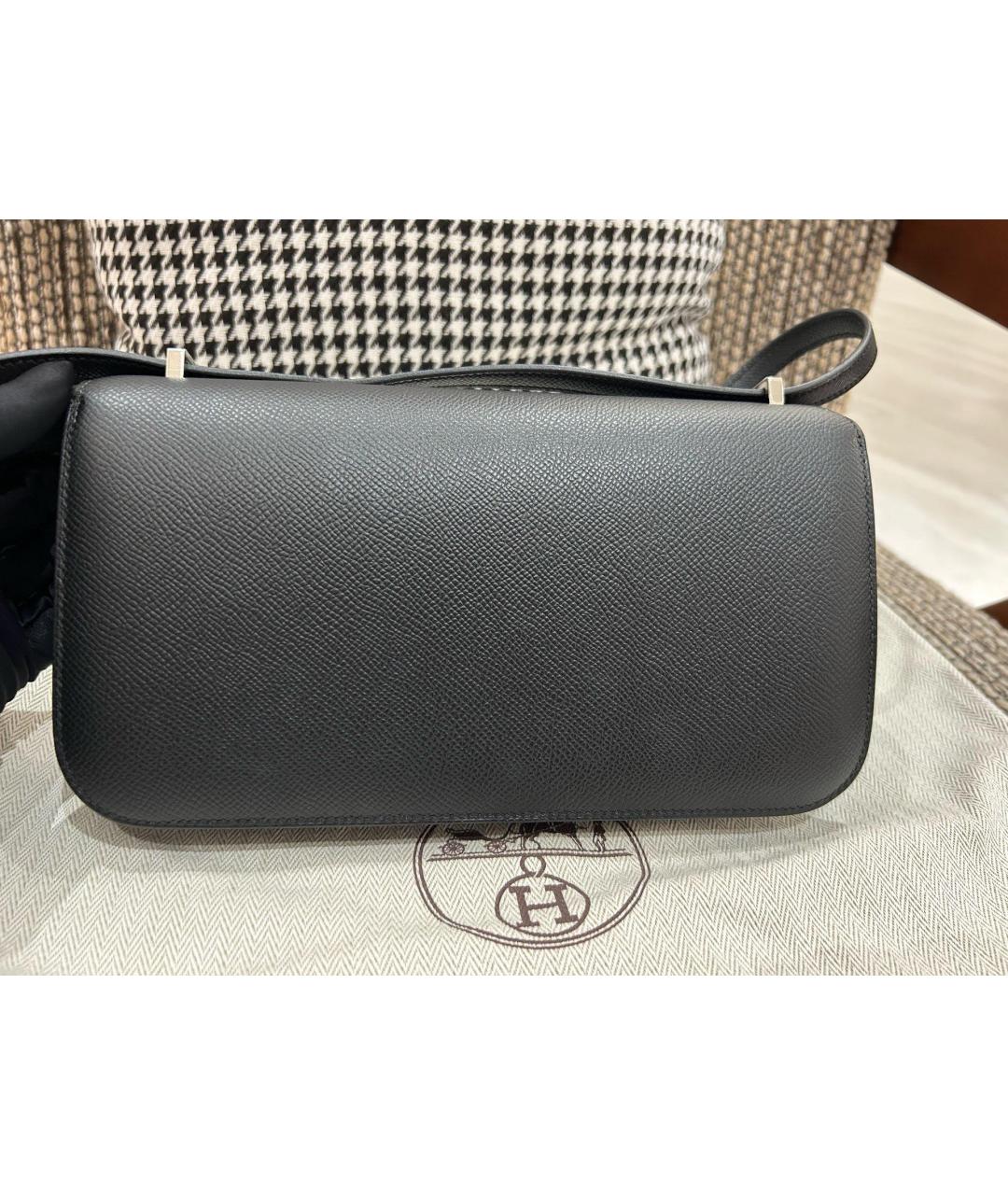 HERMES Черная кожаная сумка через плечо, фото 6