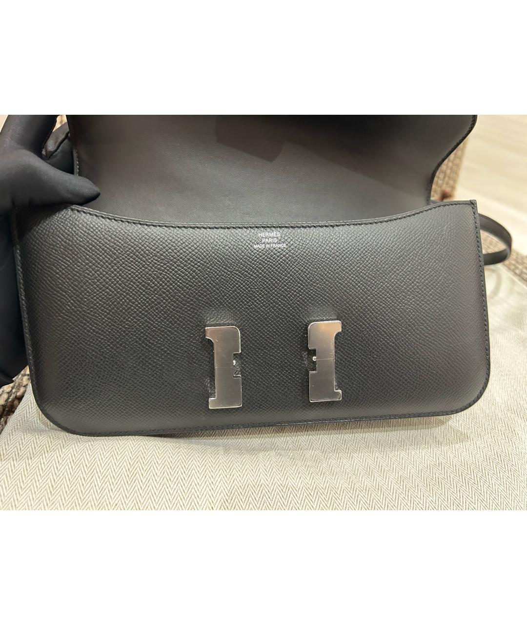 HERMES Черная кожаная сумка через плечо, фото 9