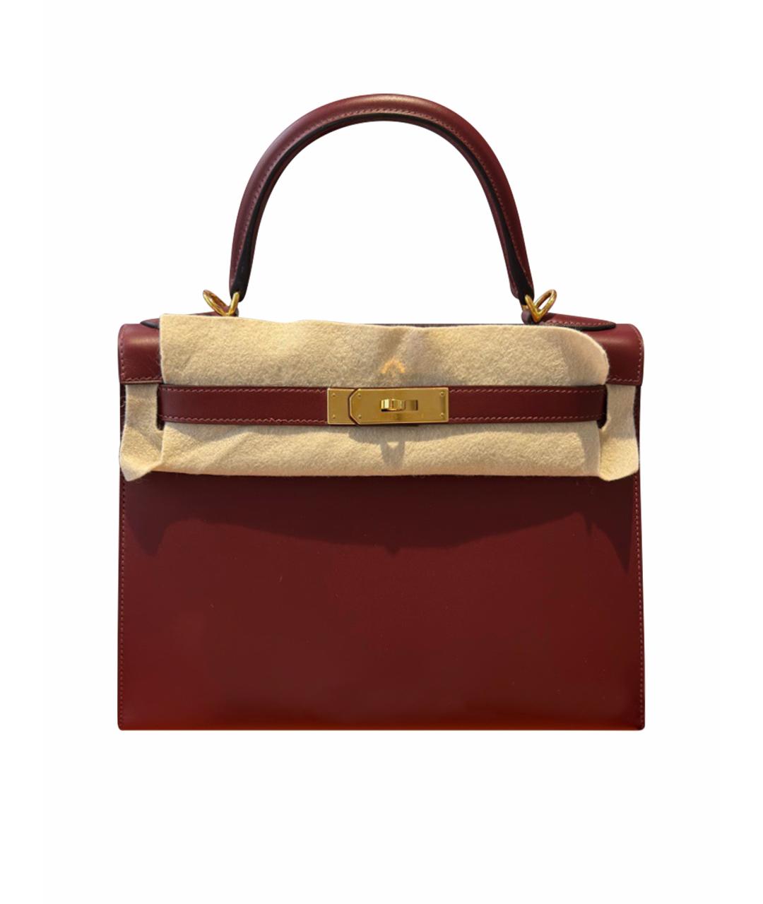 HERMES Красная кожаная сумка с короткими ручками, фото 1