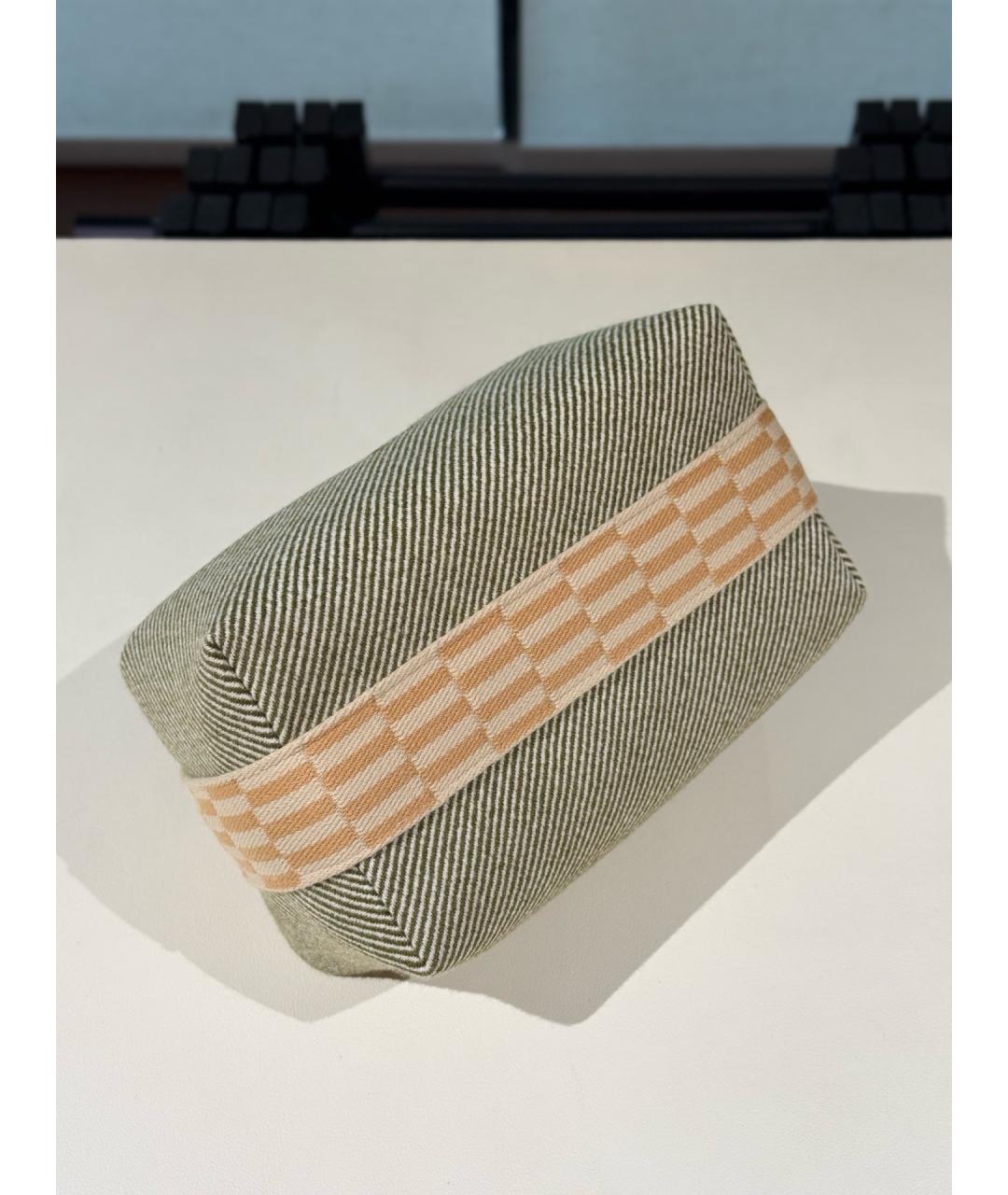 HERMES Зеленая шерстяная косметичка, фото 5