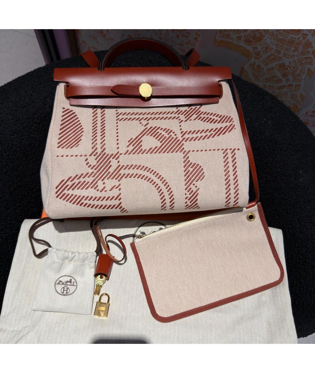 HERMES Красная деним сумка через плечо, фото 7