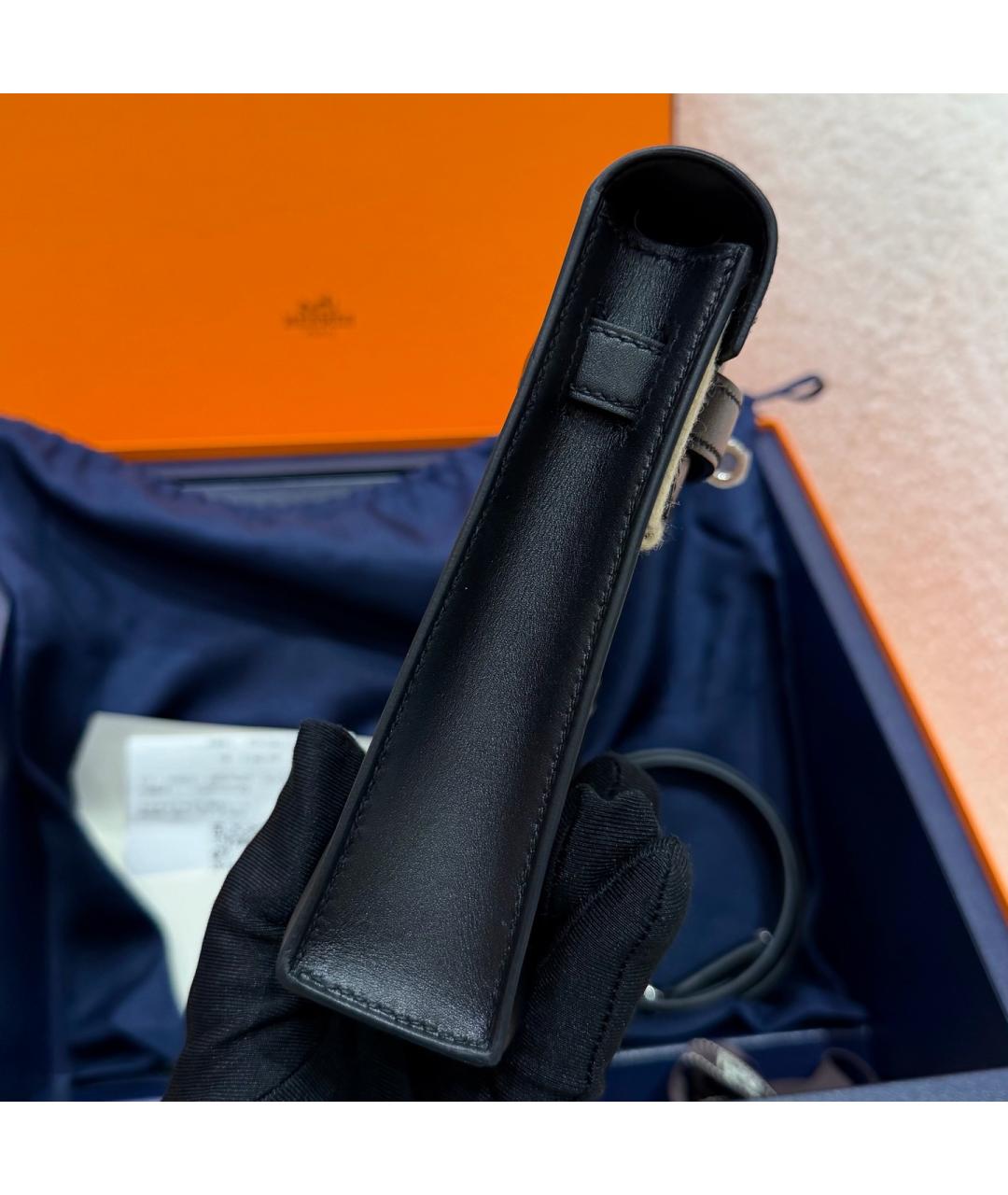 HERMES Черная кожаная сумка через плечо, фото 3