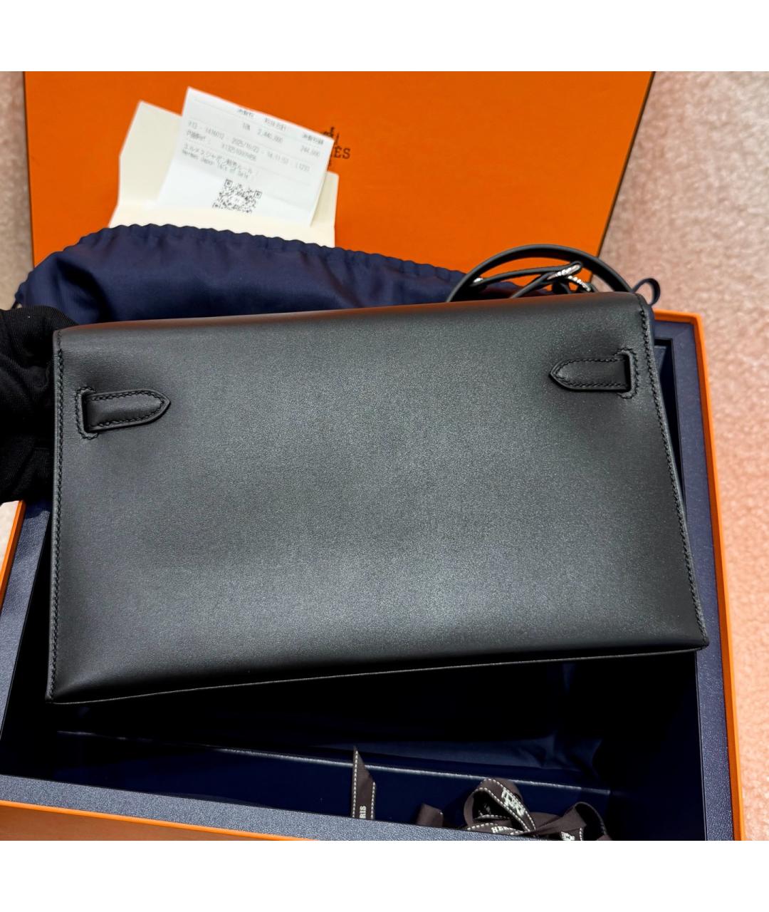 HERMES Черная кожаная сумка через плечо, фото 2