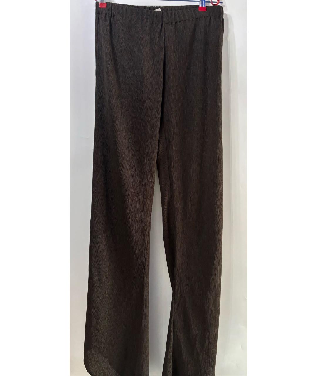 LUDOVIC DE SAINT SERNIN Коричневые полиэстеровые брюки широкие, фото 5