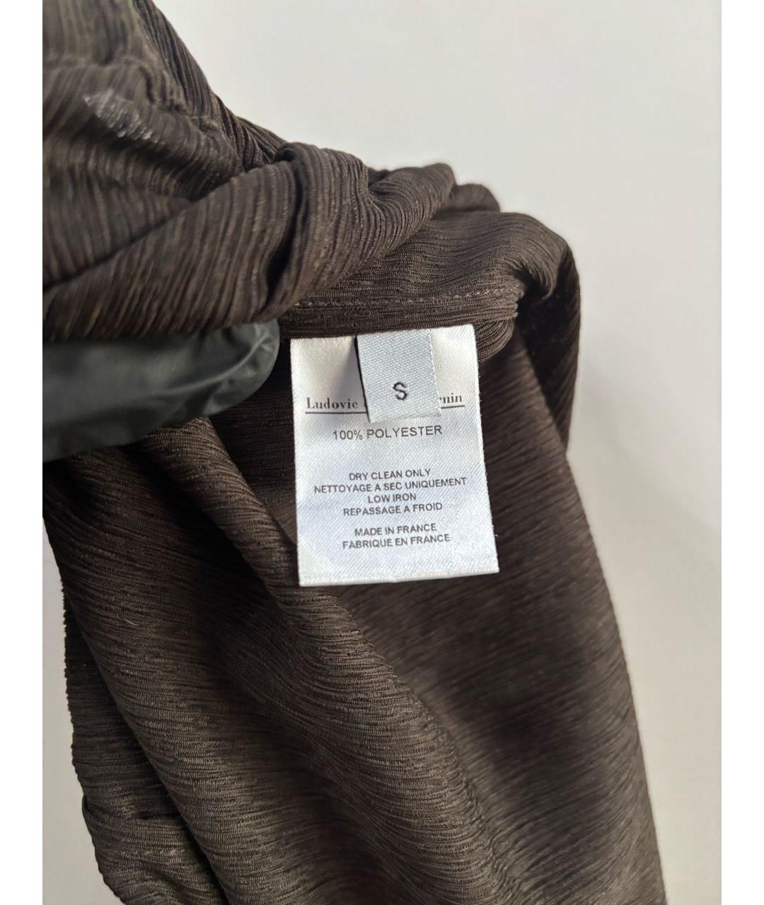LUDOVIC DE SAINT SERNIN Коричневые полиэстеровые брюки широкие, фото 3