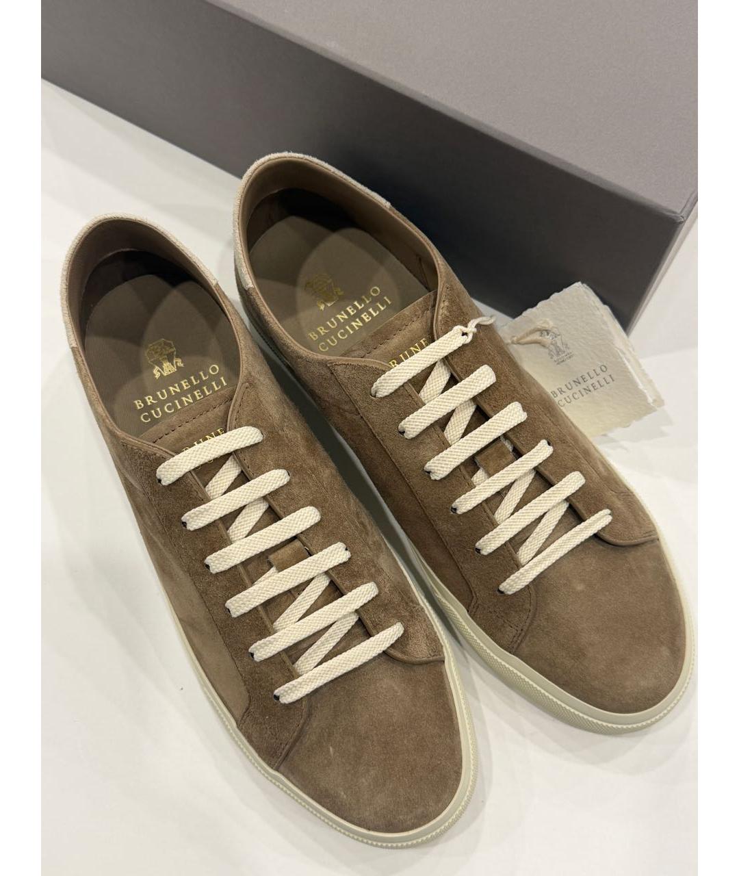 BRUNELLO CUCINELLI Бежевые замшевые низкие кроссовки / кеды, фото 2