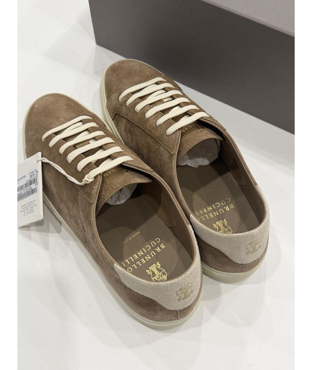 BRUNELLO CUCINELLI Бежевые замшевые низкие кроссовки / кеды, фото 3
