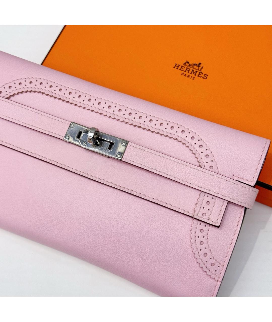 HERMES Розовый кошелек, фото 3