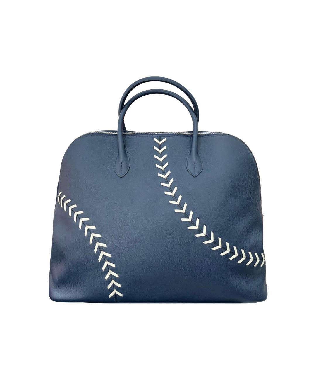 HERMES Синяя кожаная сумка с короткими ручками, фото 1