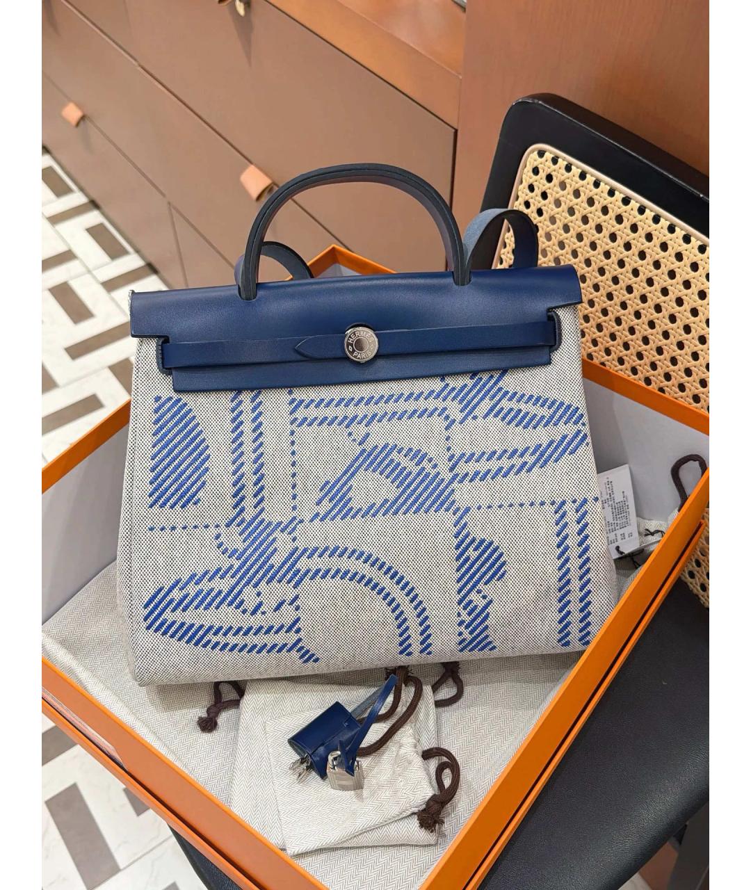 HERMES Синяя деним сумка через плечо, фото 3