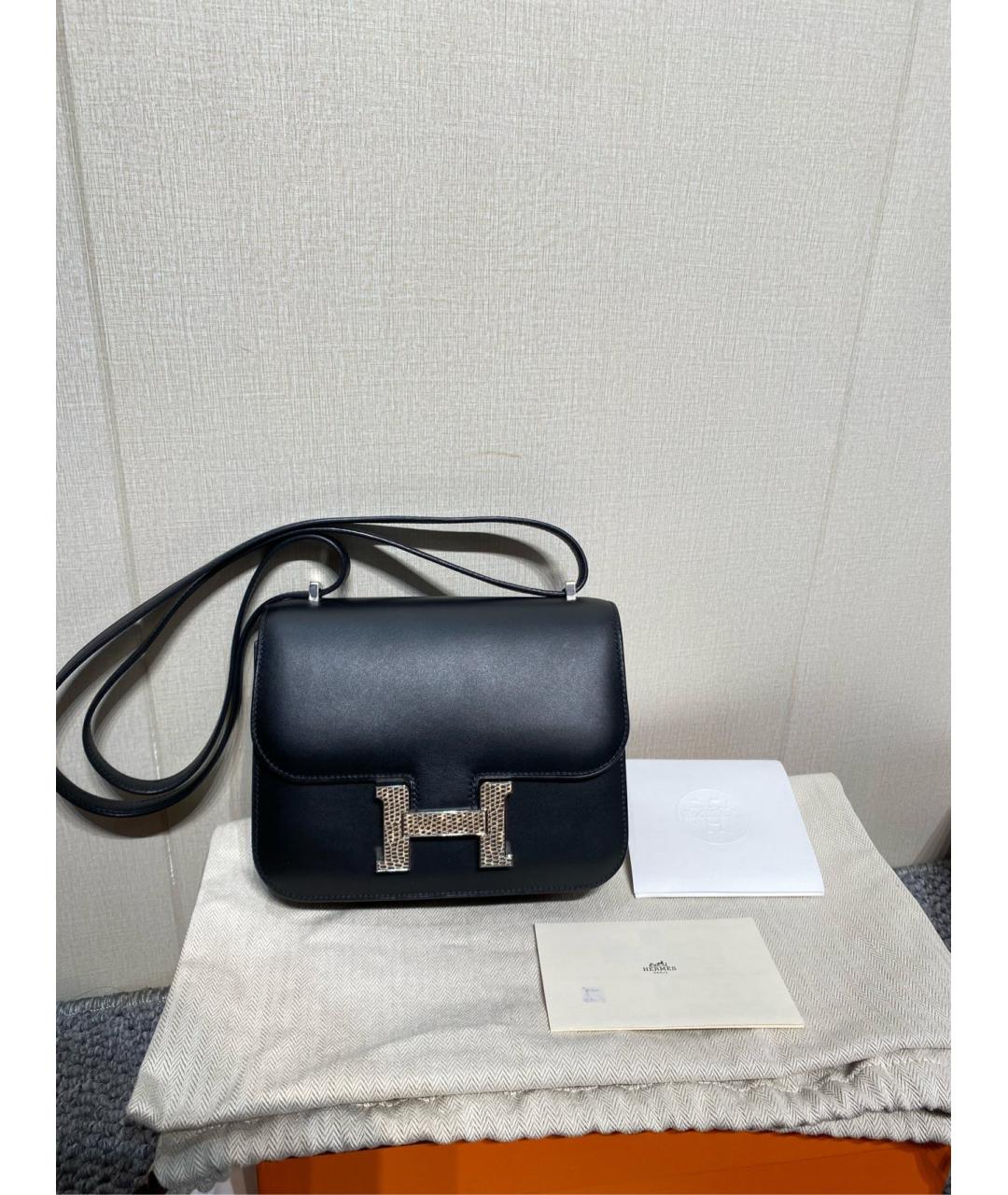 HERMES Черная кожаная сумка через плечо, фото 3