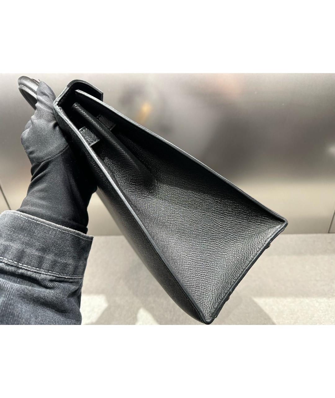 HERMES Черная кожаная сумка тоут, фото 3