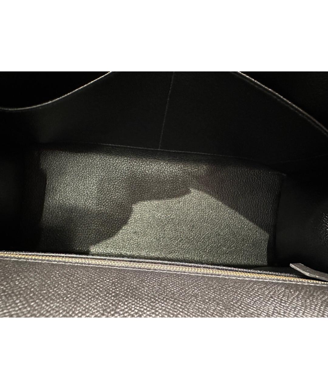 HERMES Черная кожаная сумка тоут, фото 8