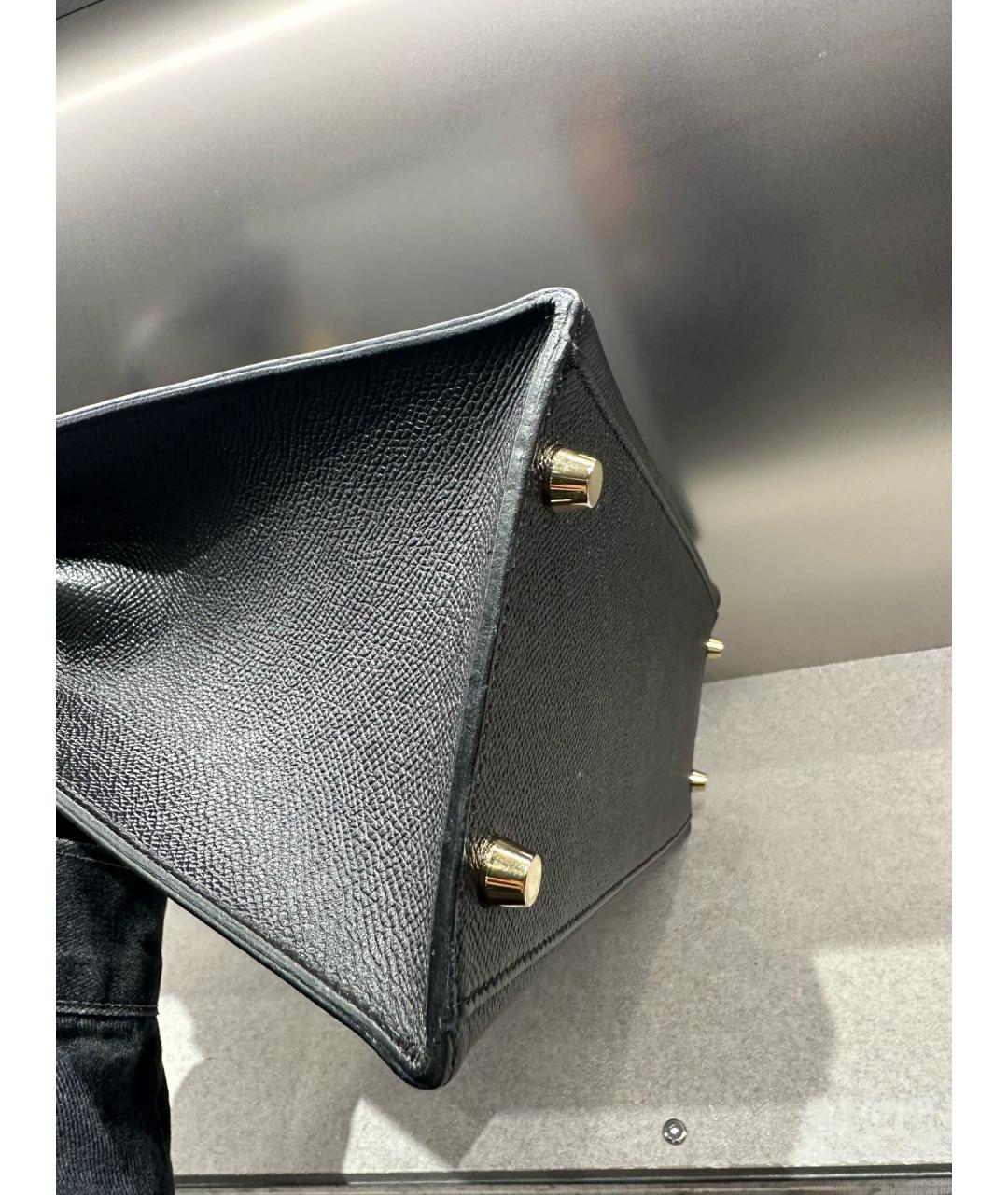 HERMES Черная кожаная сумка тоут, фото 6