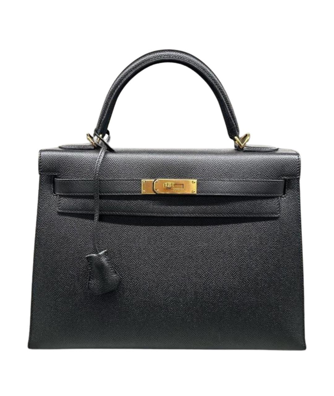 HERMES Черная кожаная сумка тоут, фото 1