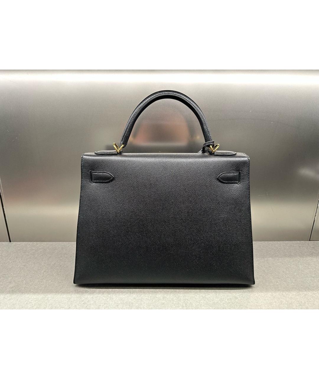 HERMES Черная кожаная сумка тоут, фото 2