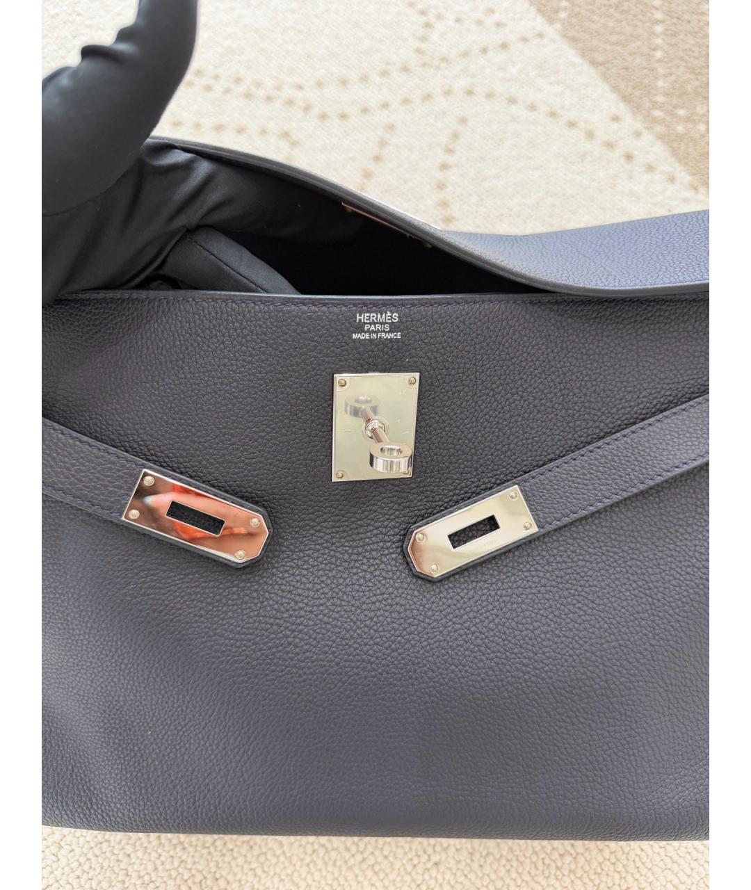HERMES Синяя кожаная сумка через плечо, фото 6
