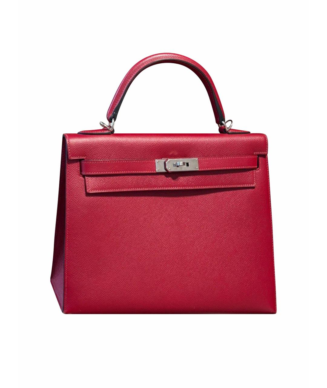 HERMES Красная кожаная сумка с короткими ручками, фото 1