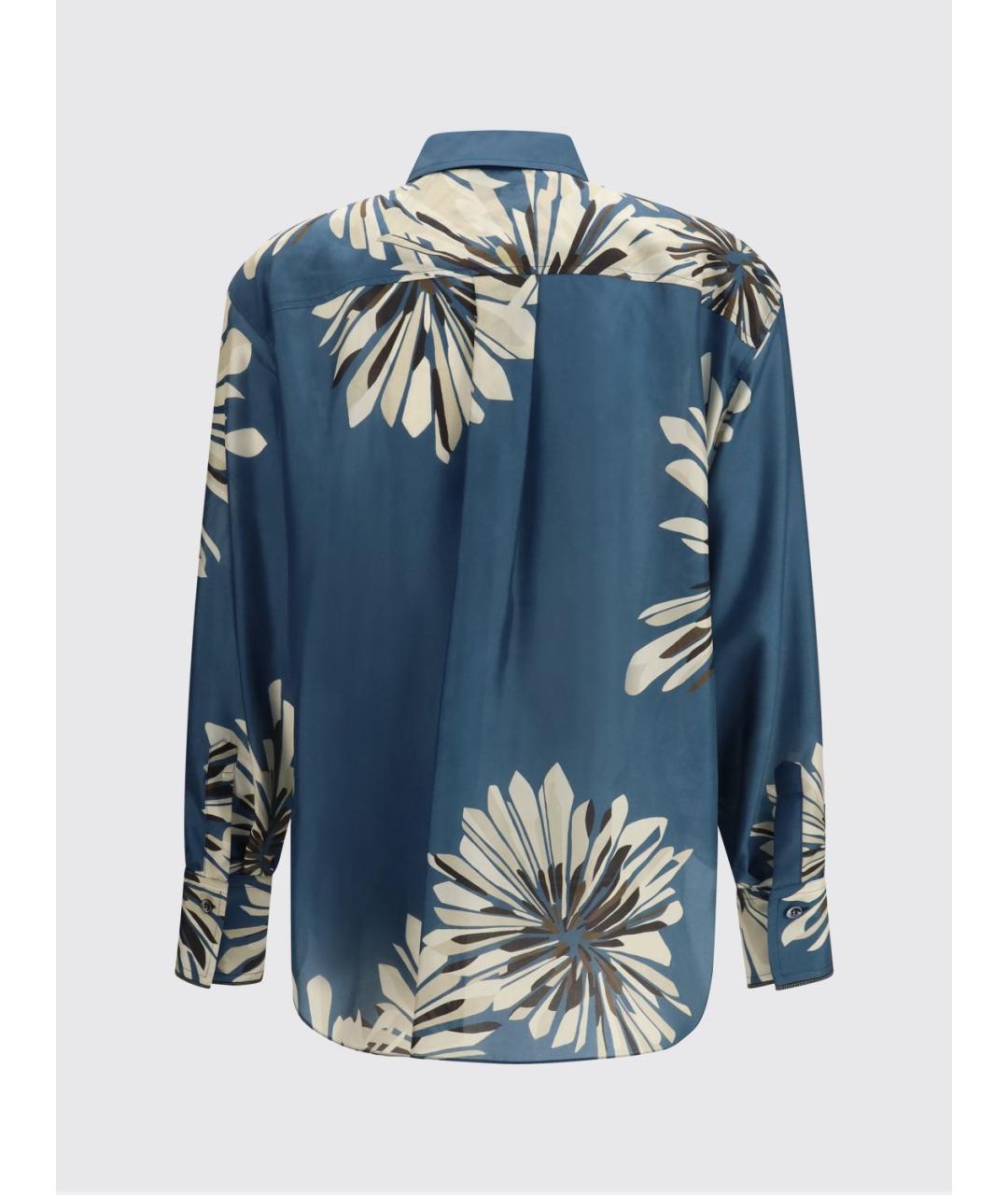 BRUNELLO CUCINELLI Синяя шелковая рубашка, фото 3