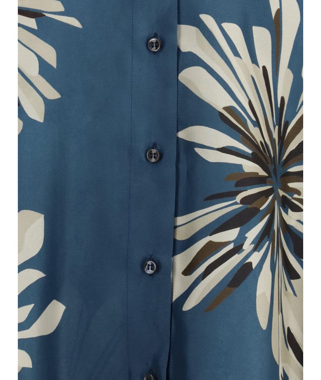 BRUNELLO CUCINELLI Синяя шелковая рубашка, фото 4