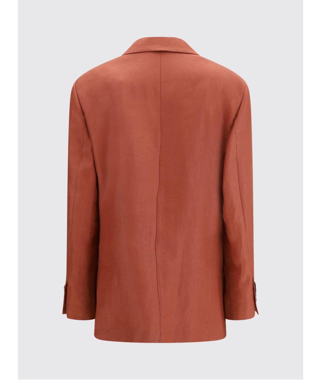 BRUNELLO CUCINELLI Оранжевый льняной жакет/пиджак, фото 3