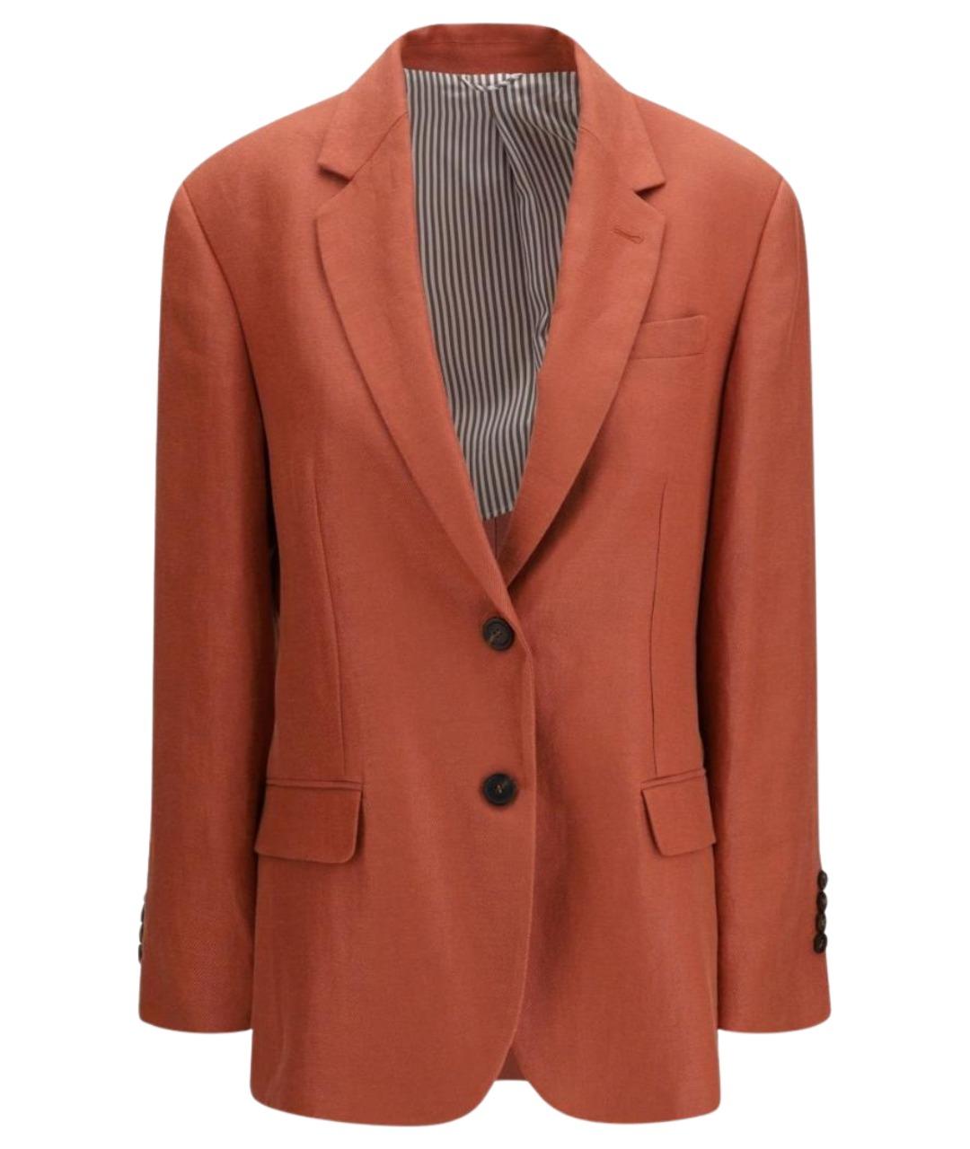 BRUNELLO CUCINELLI Оранжевый льняной жакет/пиджак, фото 1