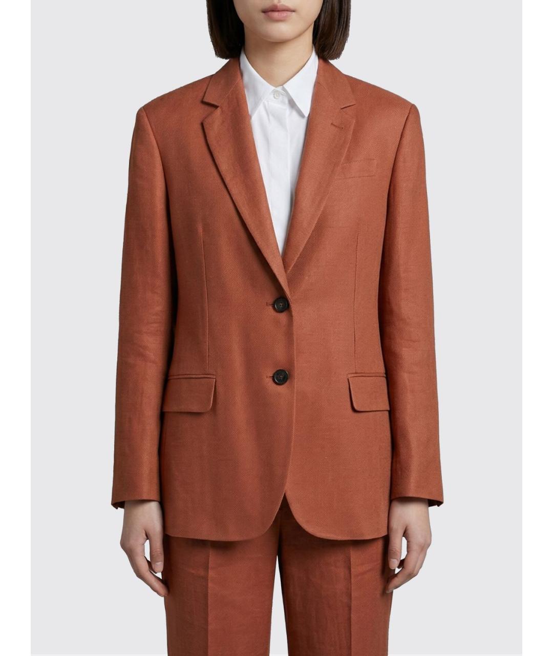 BRUNELLO CUCINELLI Оранжевый льняной жакет/пиджак, фото 2