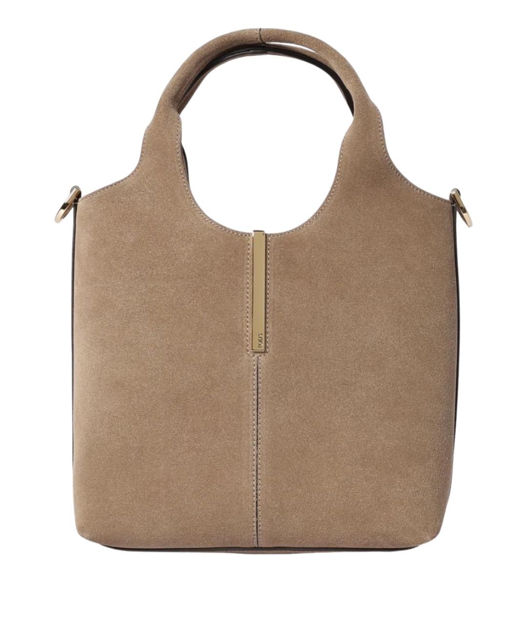 TOD'S Бежевая замшевая сумка с короткими ручками, фото 1