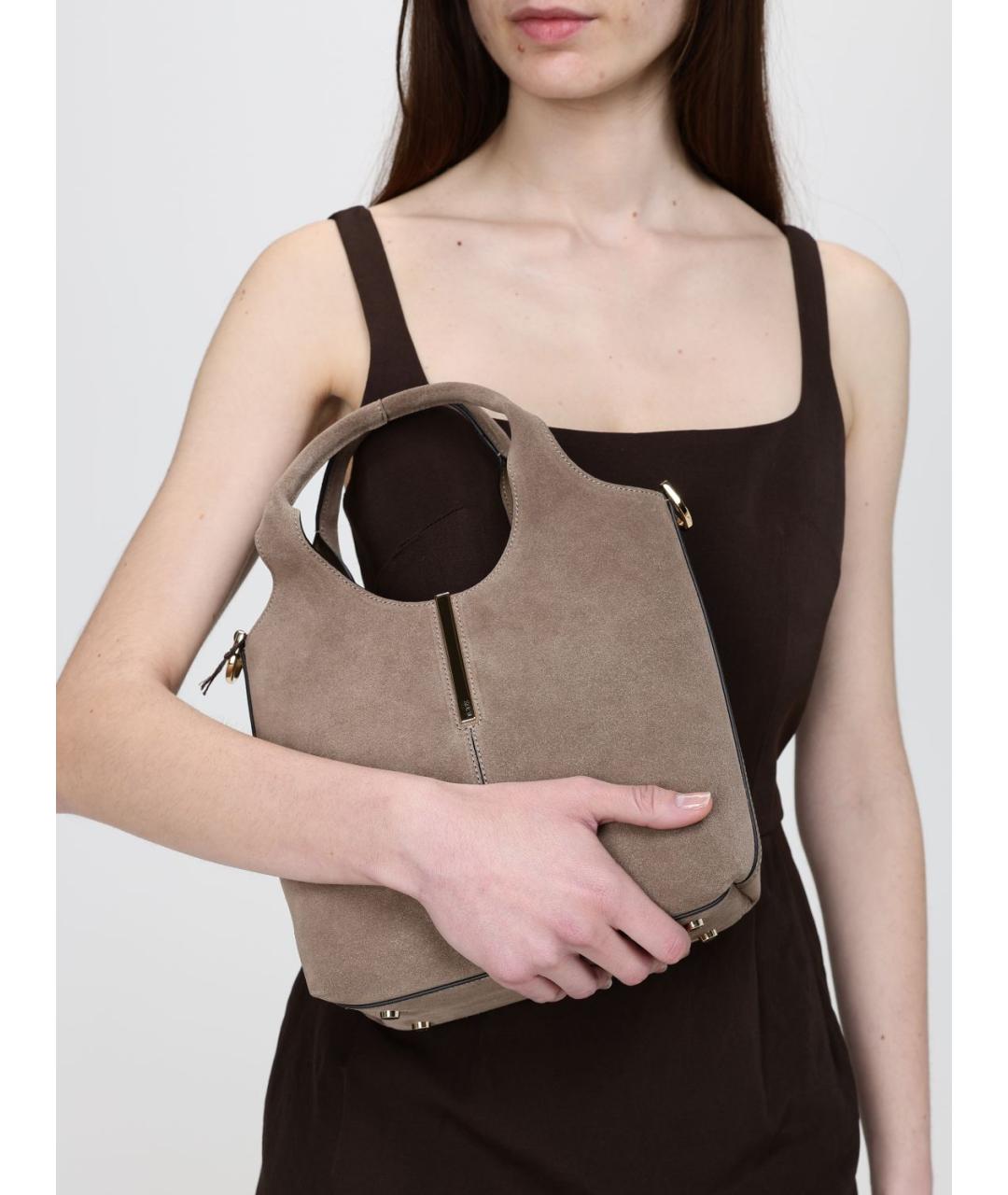 TOD'S Бежевая замшевая сумка с короткими ручками, фото 2
