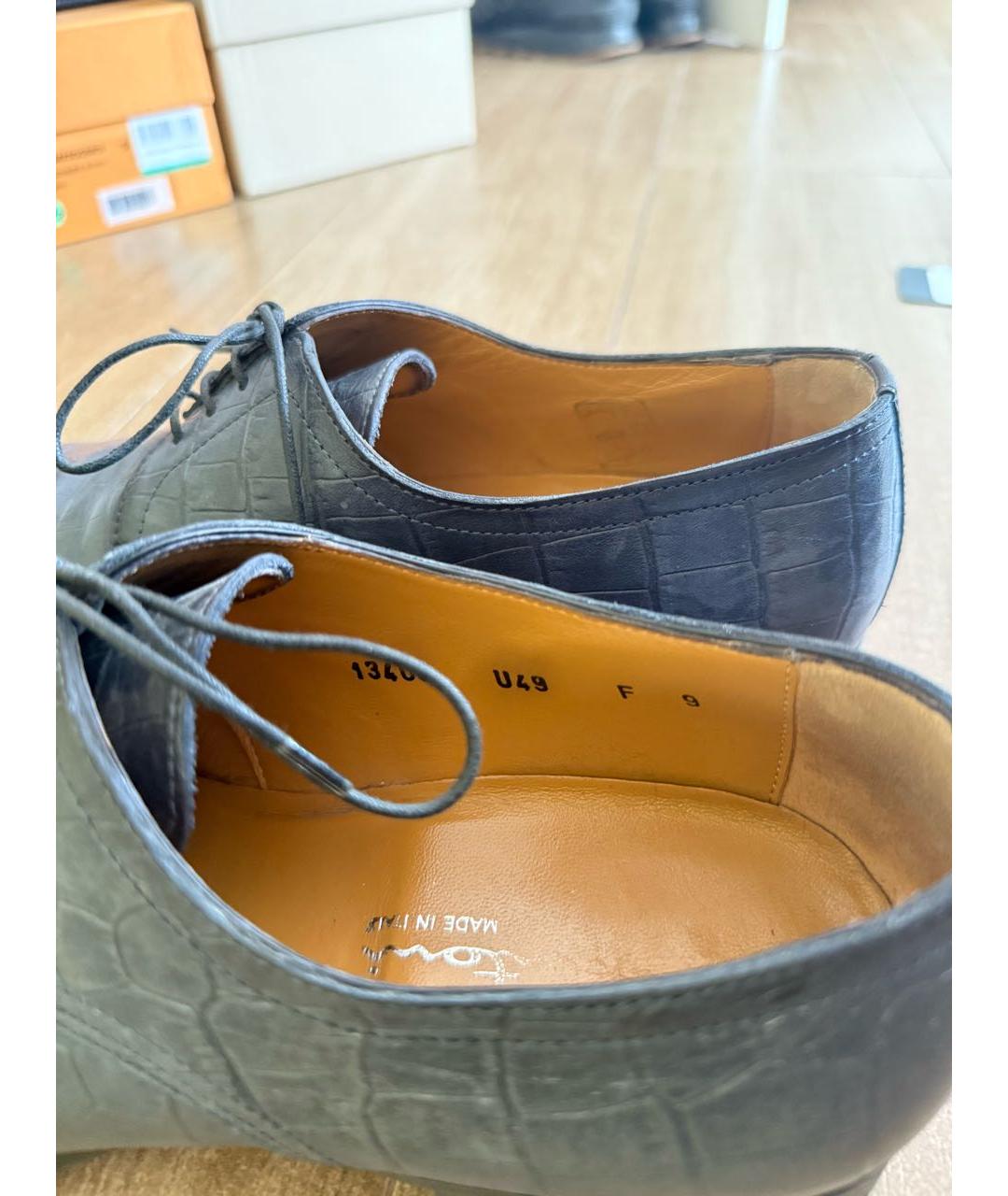 SANTONI Темно-синие кожаные туфли, фото 6